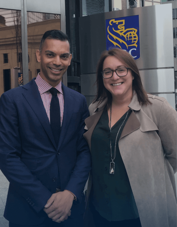 Shary Mudassir and Dr. Foteini Agrafioti outside RBC’s global headquarters in Toronto.