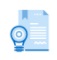 Lightbulb and text on a page icon image