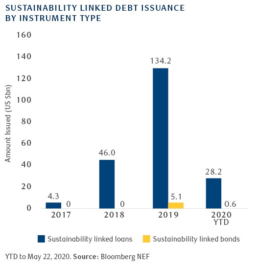 Sustainability linked debt issuance by instrument type graph