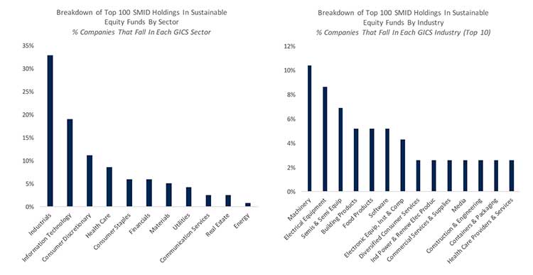 Breakdown of Top 100 SMID Holdings in Sustainable Equity Funds chart image
