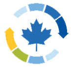 Image of maple leaf in center of arrows gradient around icon
