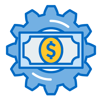 Gear with money in middle icon
