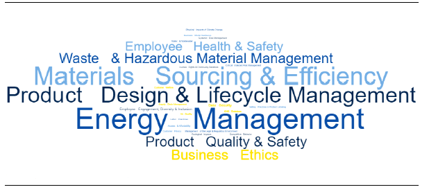 Image of ESG Factors Word Cloud, Source: RBC Capital Markets, SASB, wordclouds.com