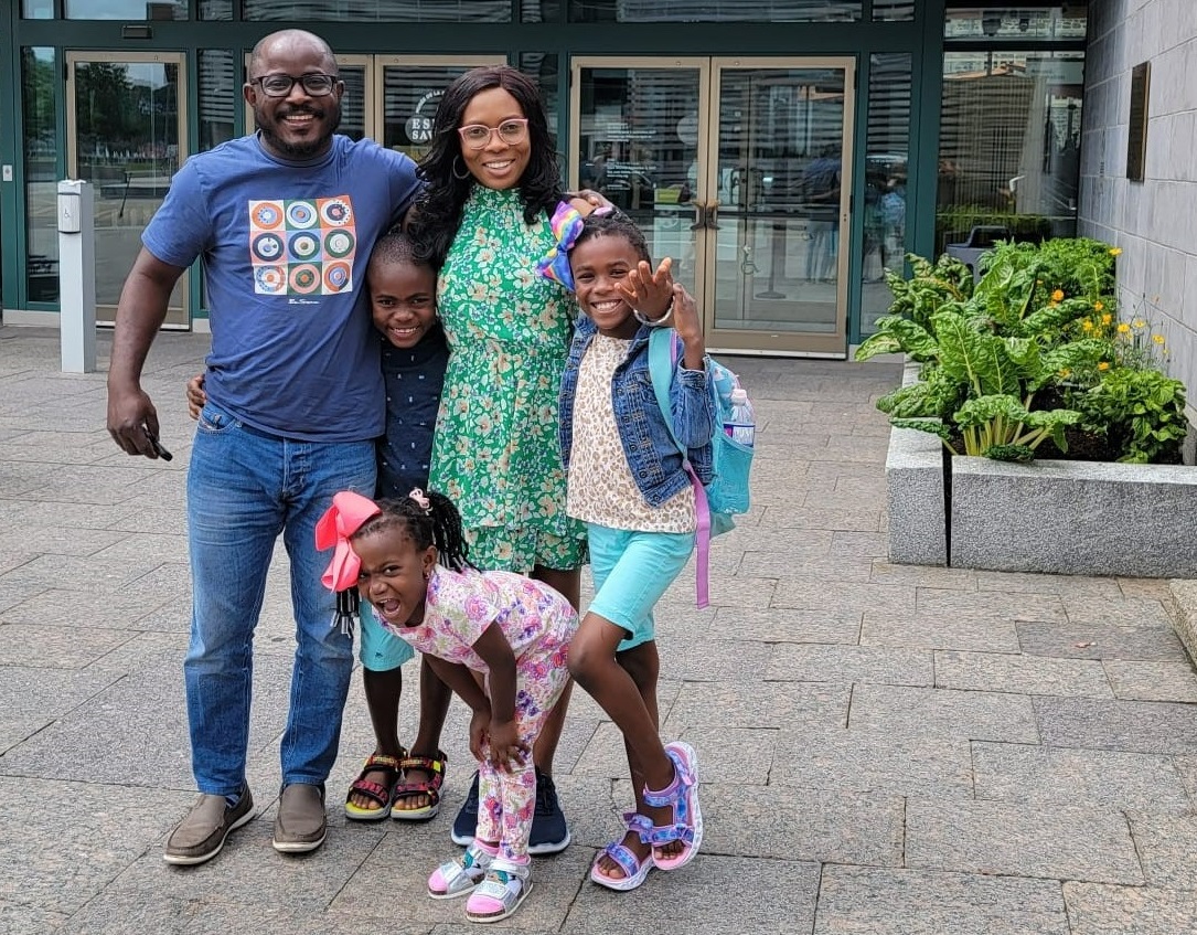 image of Funke with her family settled in Canada