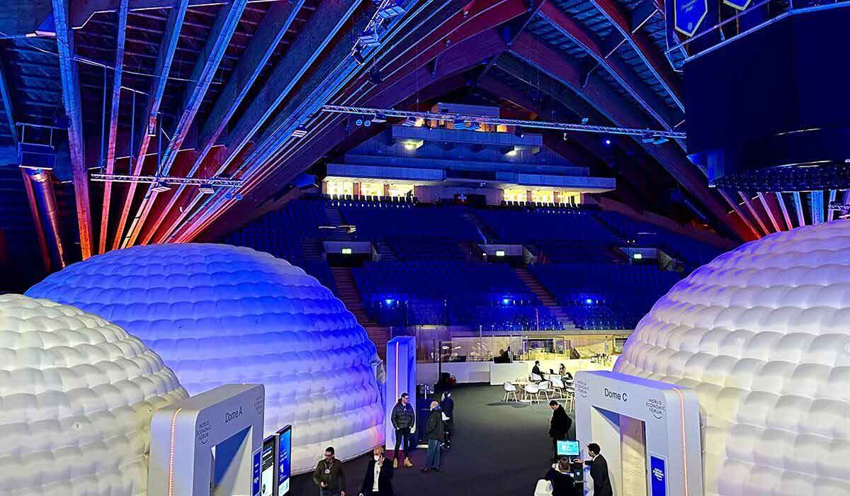 Domes inside the large building of the site