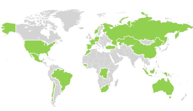 World Map image with highlighted areas