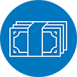 Money icon within blue circle