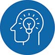 Human brain icon within blue circle