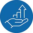 Growth icon within blue circle
