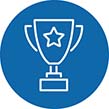Trophy icon within blue circle