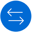 white direction arrow within blue circle icon