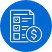 Checklist document with number sign white text within blue circle icon