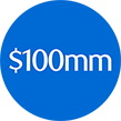 $100mm white text within blue circle icon