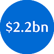 $2.2bn white text within blue circle icon
