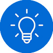 Lightbulb with lightning icon white icon within blue circle icon