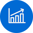 Graph Increase white graphic within blue circle icon