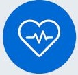 white heart image within blue circle icon