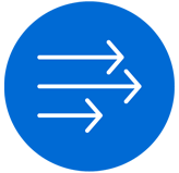 White  right arrow inside blue circle icon