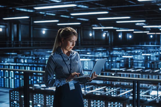 Women with working on laptop in reserach lab image