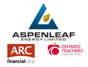 Image of Aspenleaf Energy Limited, ARC fianncial corp, Ontario Teachers' Pension Plan logos